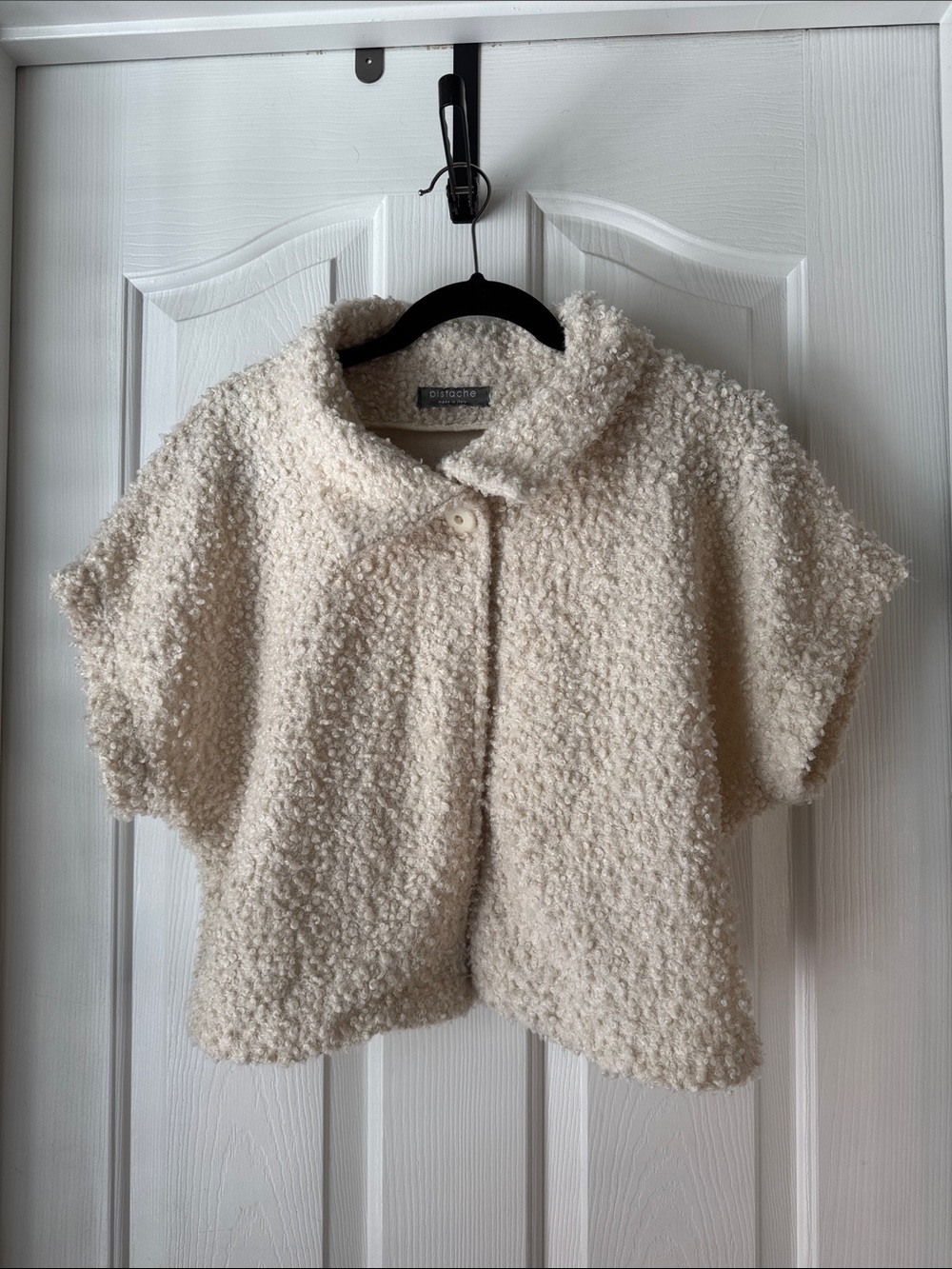 Cozy Cream Bouclé Short-Sleeve Cardigan Sweater